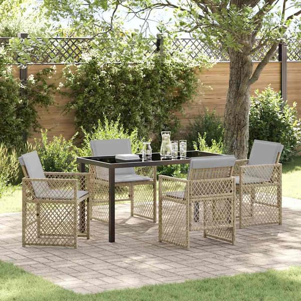 vidaXL Hage Spisegruppe 5 pcs Beige polyrotting