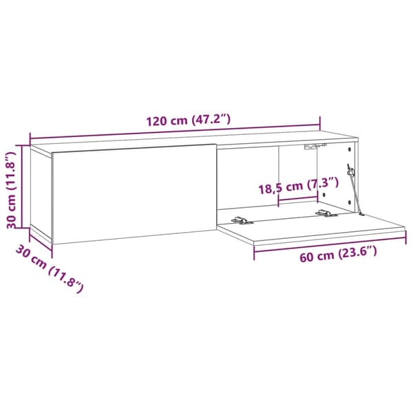 vidaXL TV-benk røkt eik 120x30x30 cm konstruert tre