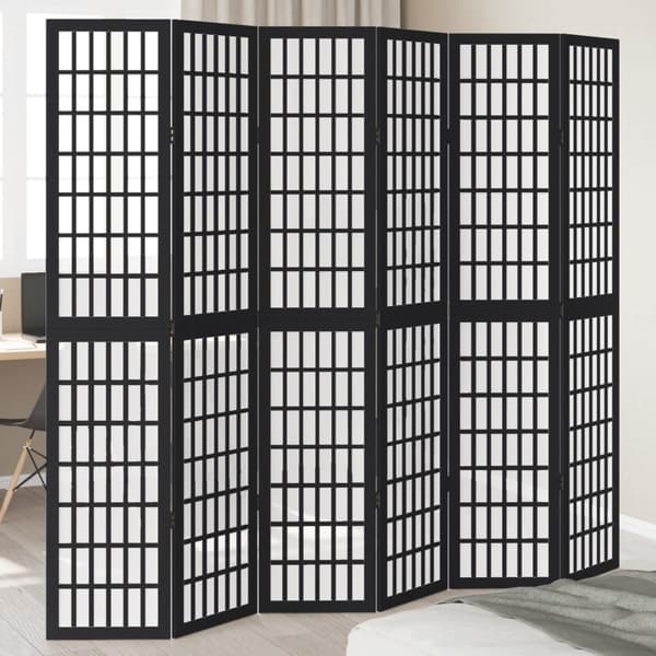 vidaXL Romdeler 6 paneler svart heltre keisertre