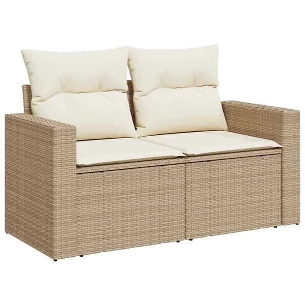 vidaXL Trädgårdsoffset 8 pcs Beige och gräddfärgad konstrotting