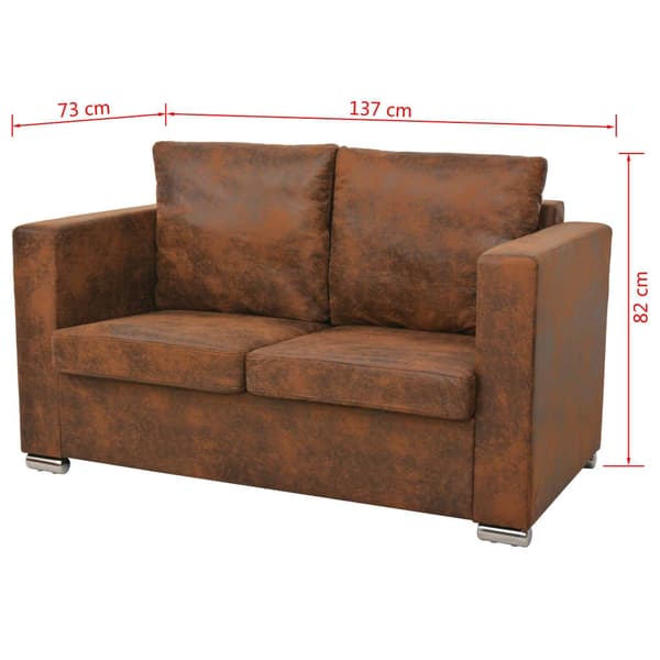 vidaXL 2-sitssoffa 137x73x82 cm i fuskmocka
