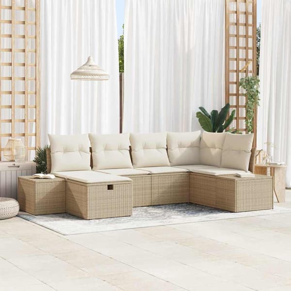 vidaXL Soffset med kudde 6 pcs konstrotting