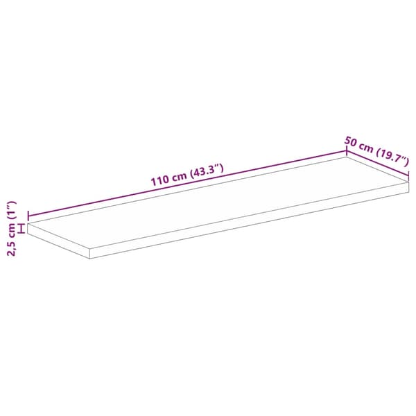 vidaXL Bordsskiva 110x50x2,5 cm rektangulär massivt mango-trä
