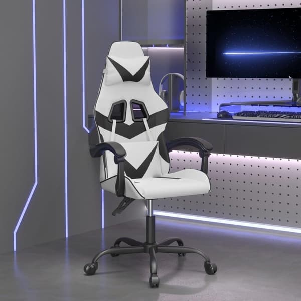 vidaXL Gamingstol vit och svart konstläder