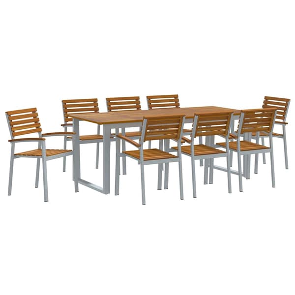 vidaXL Hage Spisegruppe 9 pcs Grå Solid akasietre