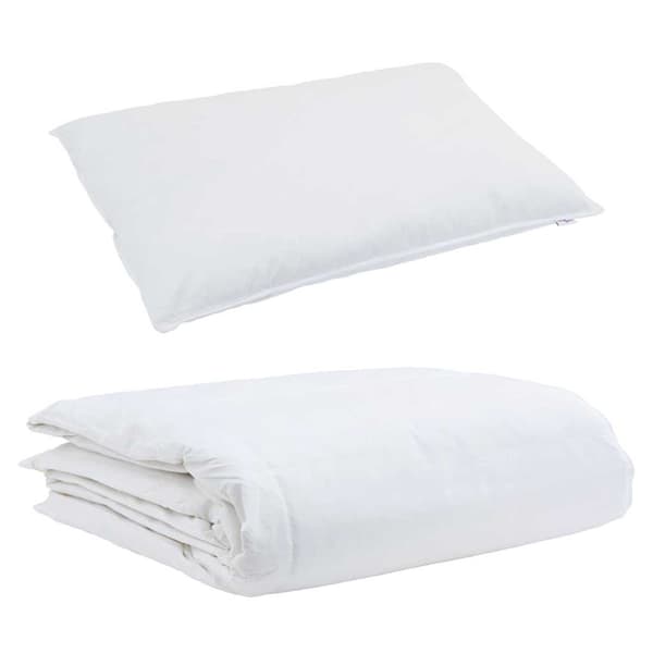 vidaXL Duntäcke med kudde med kudde 2 pcs Vit Dunfjäder