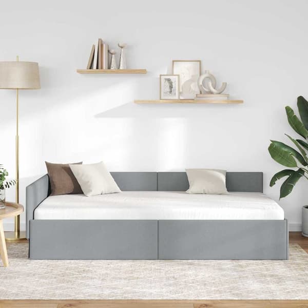 vidaXL Hörnssängram Ljusgrå 80 x 200 cm tyg