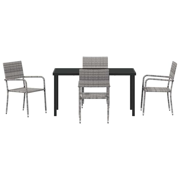vidaXL Hage Spisegruppe 5 pcs Grå Poly rattan