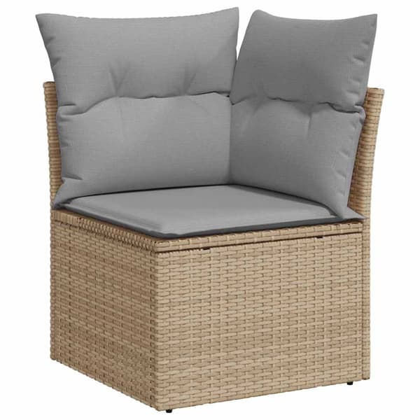 vidaXL Trädgårdsoffset med lagring 7 pcs Beige Poly rattan