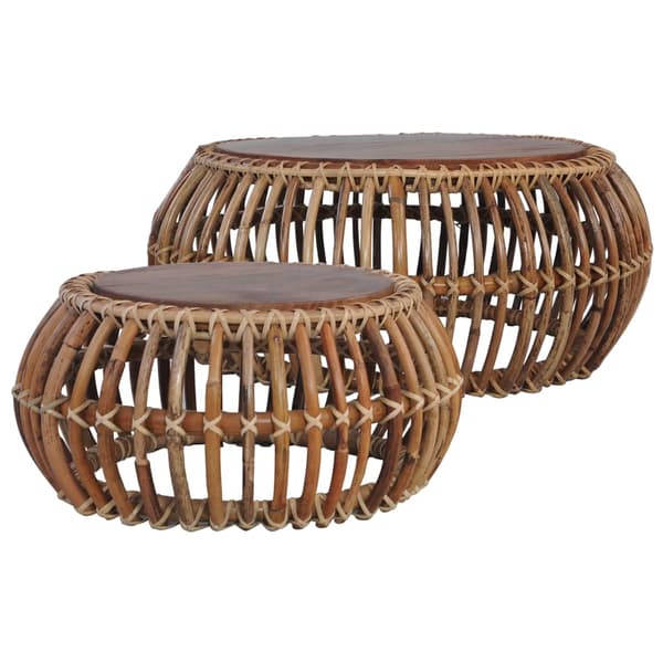vidaXL Sofabord 2 stk naturlig rotting change2
