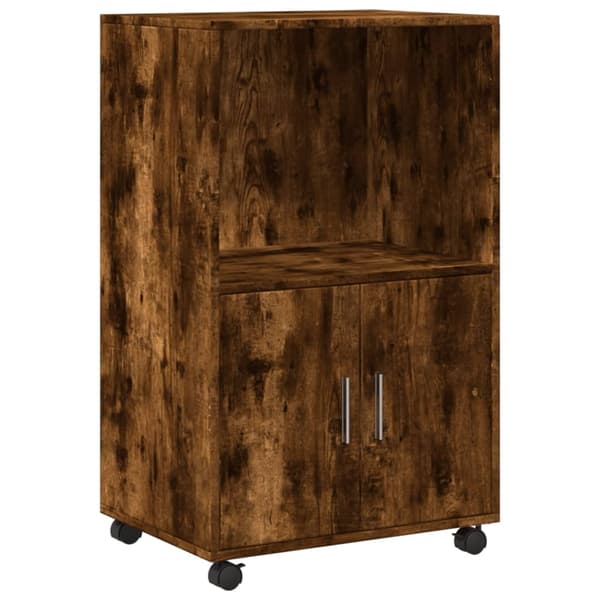 vidaXL Rulleskap røkt eik 55x40x91 cm konstruert tre