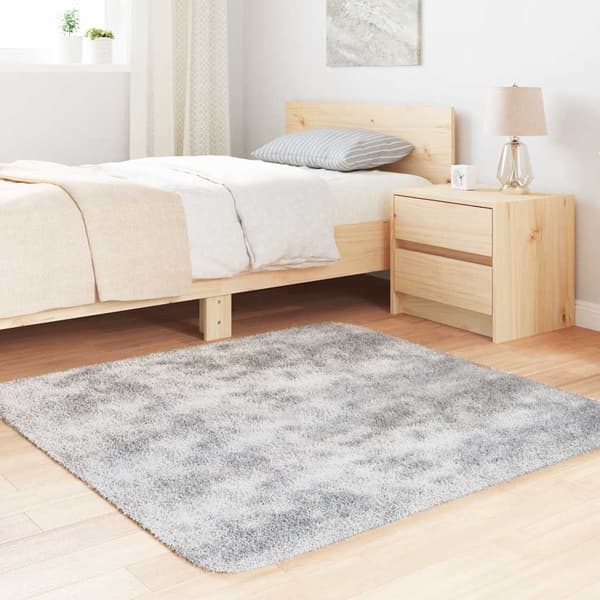 vidaXL Flossteppe med lang luv NAVARRA lysegrå 120x120 cm polyester