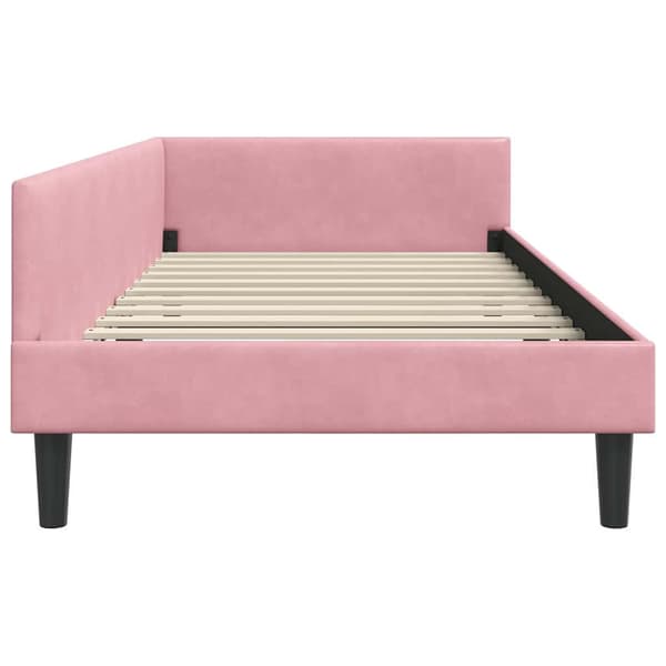vidaXL Sängram Rosa 90 x 200 cm Sammet och trämaterial
