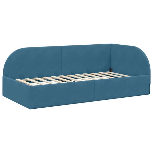 vidaXL Hörn sängram med sänggavel Blå 90 x 200 cm Sammet