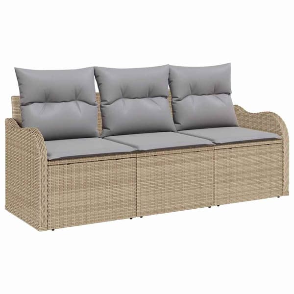 vidaXL Trädgårdsoffset med lagring 3 pcs Beige Poly rattan