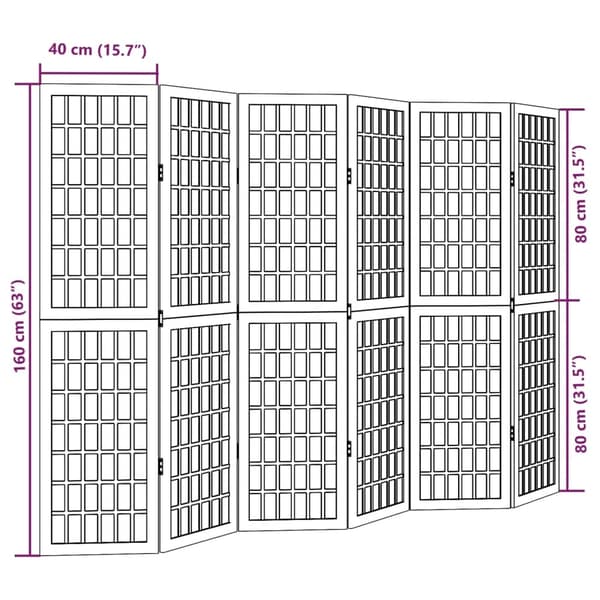 vidaXL Romdeler 6 paneler hvit heltre keisertre