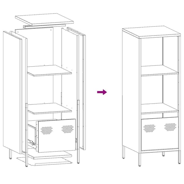 vidaXL Highboard hvit 35x39x103,5 cm stål