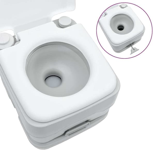 vidaXL Camping Toalettsats 2 pcs Grå och Vit Högdensitetspolyeten