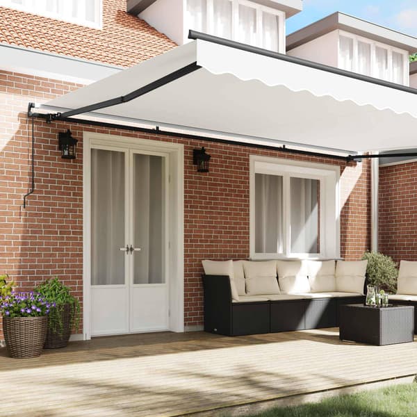 vidaXL Utfällbar markis Vit 500 × 350 cm Polyester och Stål