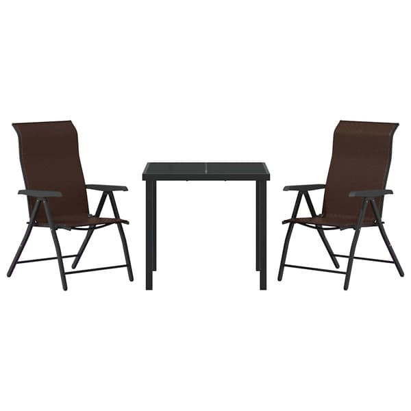 vidaXL Trädgårdsmöbelset 3 pcs Brun Pulverlackerat stål