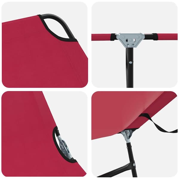 vidaXL Sammenleggbar solstol Rød 188 x 57 x 86,5 cm Polyester