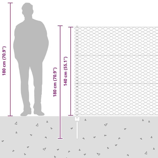 vidaXL Gjerde med innlegg. sølv 1.4 x 25 m Stål