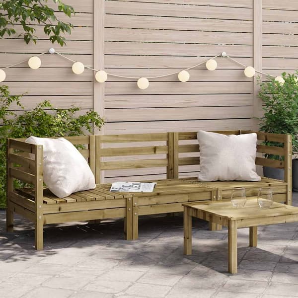 vidaXL Hagesofa 3-seters impregnert furu