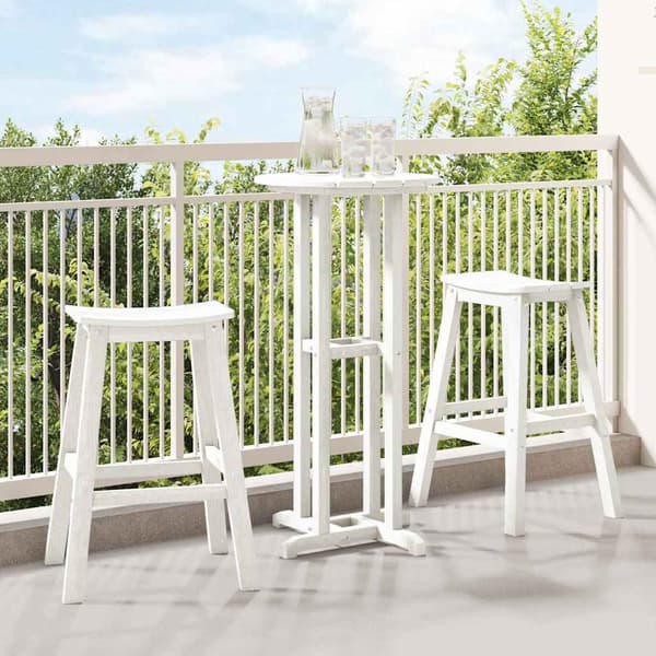 vidaXL Hage bar sett 3 pcs Hvit HDPE