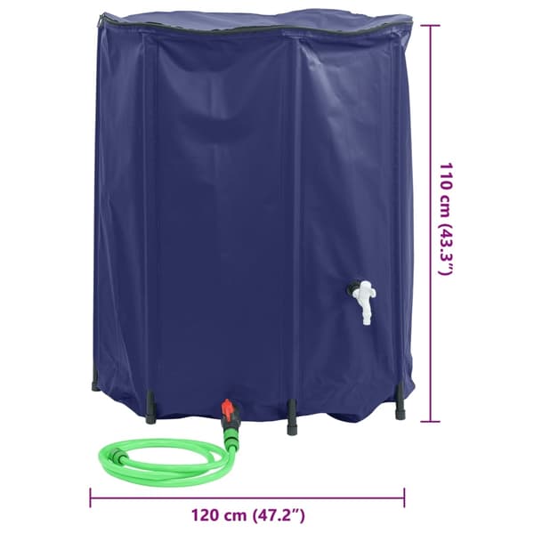 vidaXL Vanntank med kran sammenleggbar 1250 L PVC