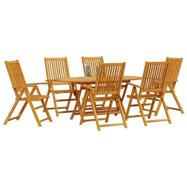 vidaXL Hage Spisegruppe 7 pcs Brun Solid akasietre