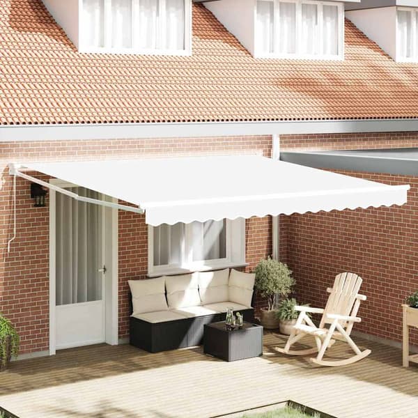 vidaXL Utfällbar markis Vit 400 × 300 cm Polyester och aluminium