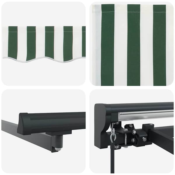 vidaXL Markisram Grön och Vit 400 × 300 cm Polyester med PU-beläggning