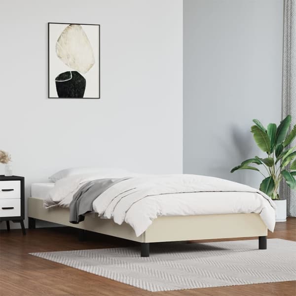 vidaXL Sängram gräddvit 100x200 cm konstläder