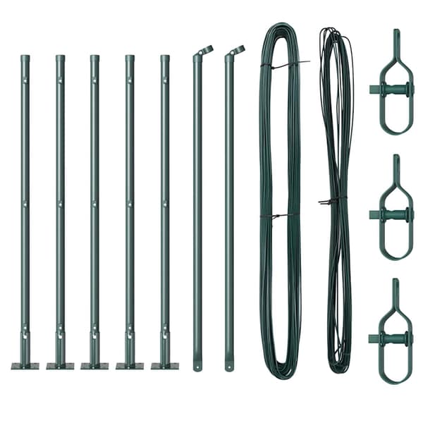 vidaXL Stängselstolpe 7 pcs Grön Stål