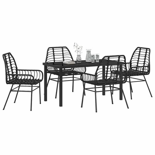 vidaXL Hage Spisegruppe 5 pcs Svart polyrotting