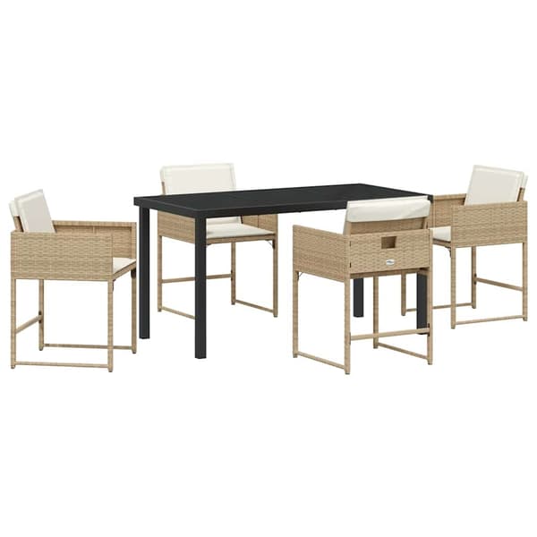 vidaXL Hage Spisegruppe 5 pcs Beige polyrotting