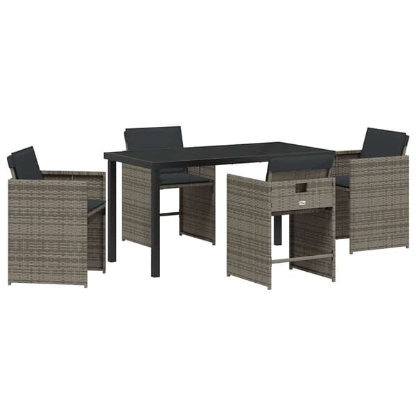 vidaXL Hage Spisegruppe 5 pcs Grå polyrotting
