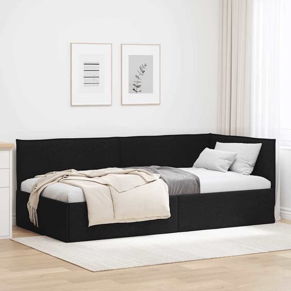 vidaXL Hörnssängram Svart 80 x 200 cm tyg
