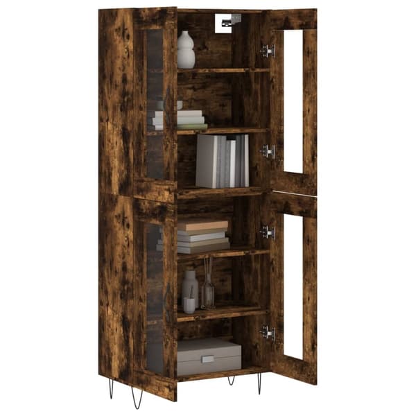 vidaXL Highboard røkt eik 69,5x34x180 cm konstruert tre