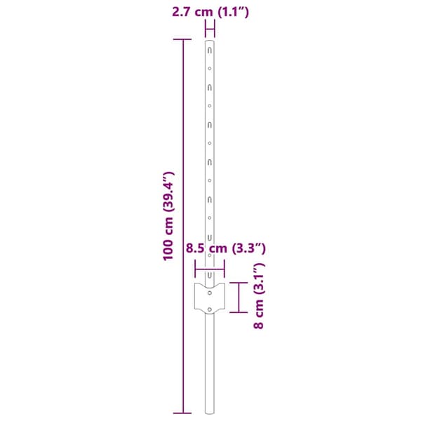 vidaXL Stängselstolpe 5 pcs Grå 60 cm Stål