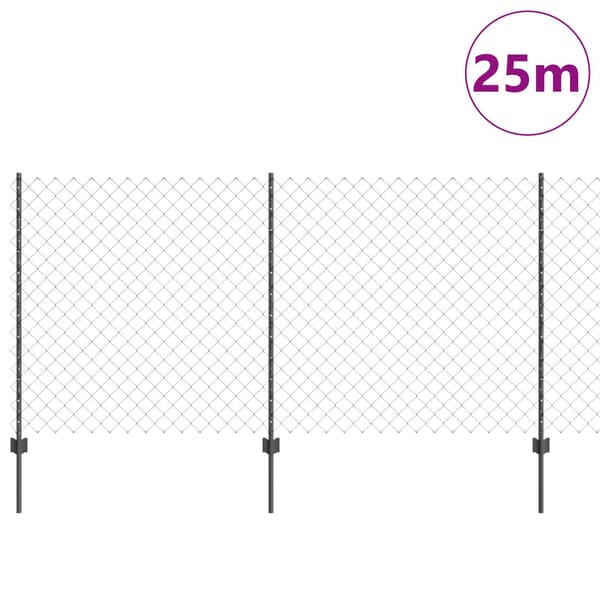 vidaXL Gjerde med innlegg. Grå 1.2 x 25 m Stål