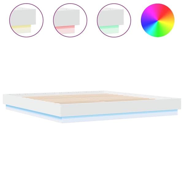 vidaXL Sengeramme med LED-lys hvit 200x200 cm