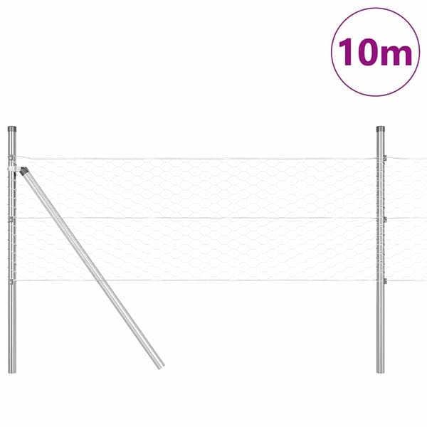 vidaXL Gjerdepåle sølv 10 x 0,4 m (36 mm mesh) Stål
