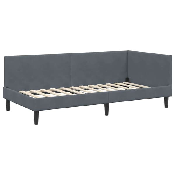 vidaXL Hörnssängram Mörkgrå 90 x 190 cm Sammet