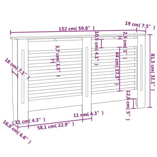 vidaXL Elementskydd 152x19x81,5 cm MDF