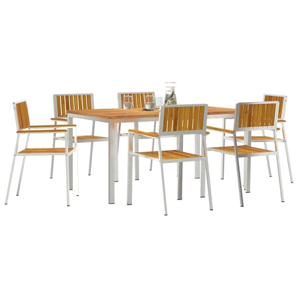 vidaXL Utendørs spisestue sett 7 pcs Brun Solid akasietre