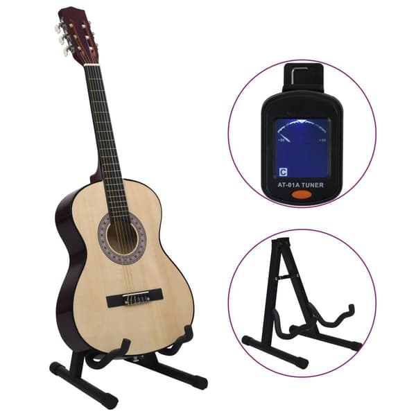 vidaXL Klassiskt gitarrset 12 delar klassisk 4/4 39"