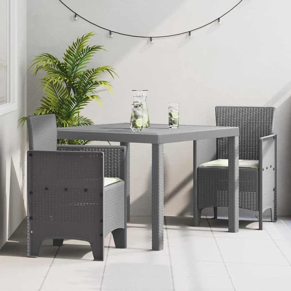 vidaXL Hage Spisegruppe 3 pcs Lysegrå Polypropen