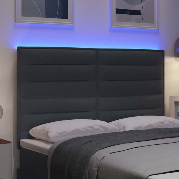 vidaXL LED Sänggavel med LED-slinga Mörkgrå 144 cm tyg