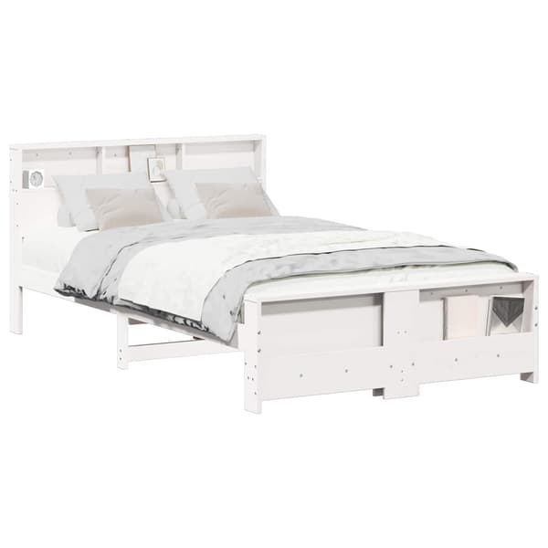 vidaXL Sengestamme med hodegjerde Hvit 135 x 190 cm Konstruert tre